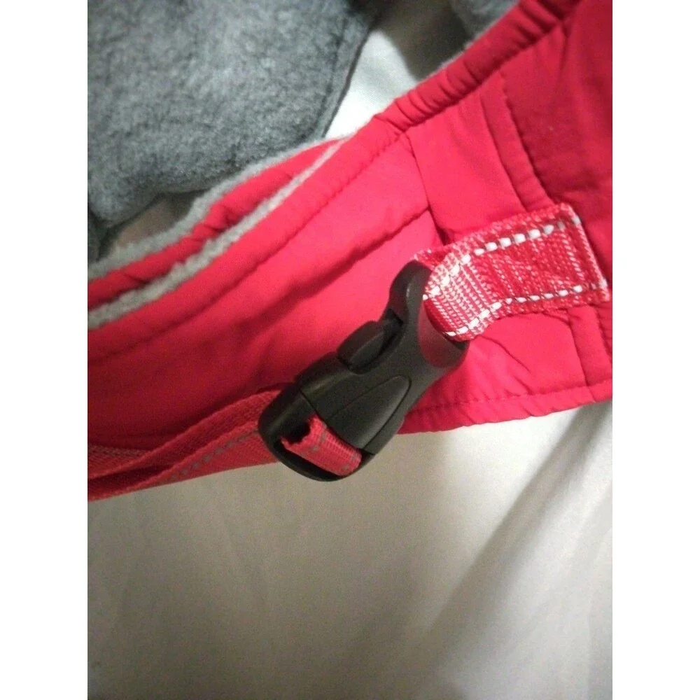 Red and Soft Gray Puffy Dog Jacket/Vest Size L